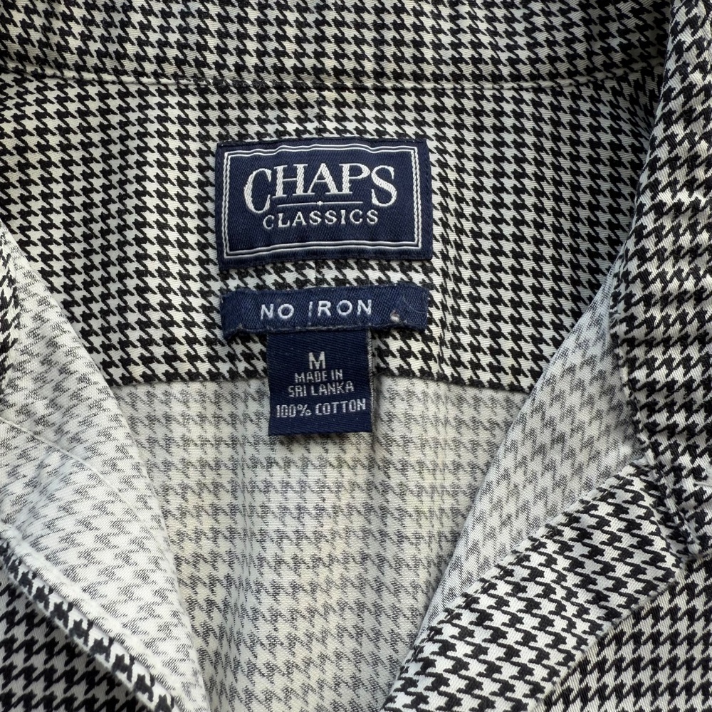 Chaps Classics Houndstooth Button Down Top Black … - image 5